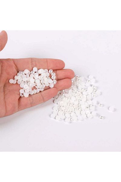 PASAMİA 6 mm White Color Half Pearl 25 g (350-400 Pieces)