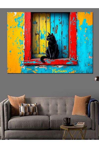 Tablomega Pictură decorativă Blue Window Cat