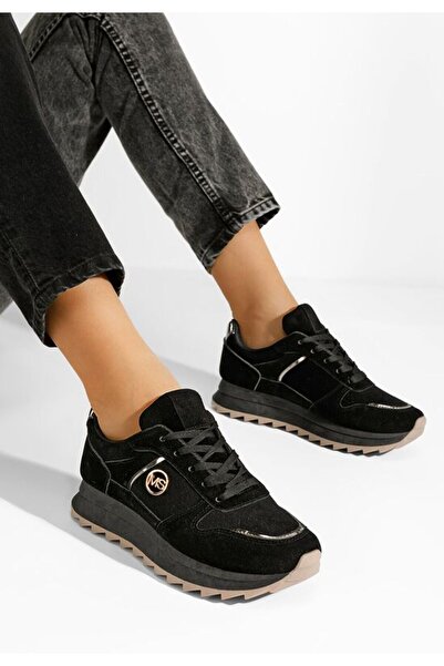 B T Shoes Τανιτία Γυναικεία Σνίκερς Μαύρα