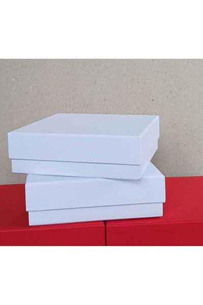 KERİBOX İkili Beyaz Kare Kutu Çap 15 Yükseklik 15 -15 Cm