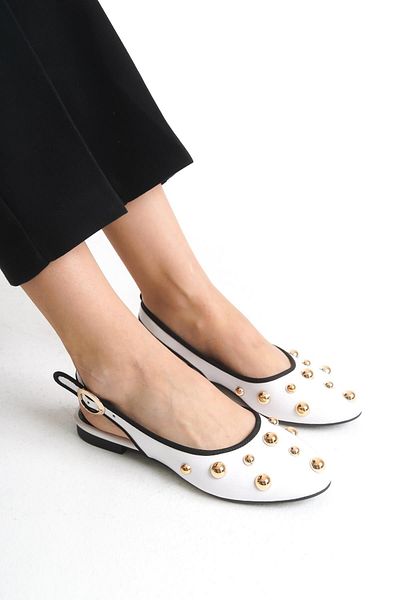 Niloshka Inferno White Patent Leather Extra Soft Troc Women's Ballerinas