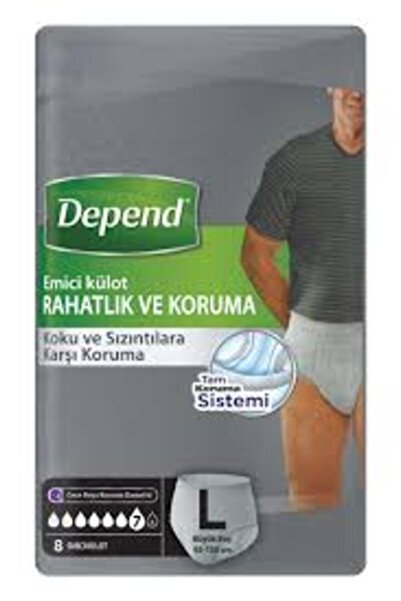 Depend EMİCİ KÜLOT ERKEK (L) 95-150CM BEDEN 8 ADET