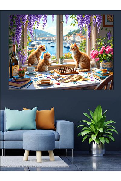 Tablomega Masă de mic dejun Pisici Pictură decorativă