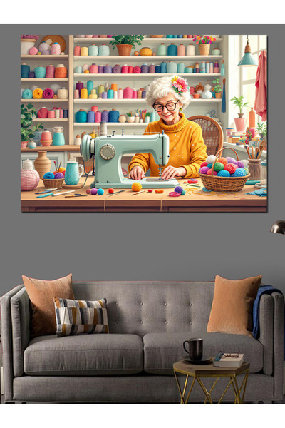 ekart Dikiş Makinesi Ve Terzi Kadın Dekoratif Tablo