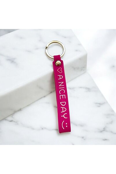 The Cloudish Shop Breloc din silicon roz cu inel metalic auriu