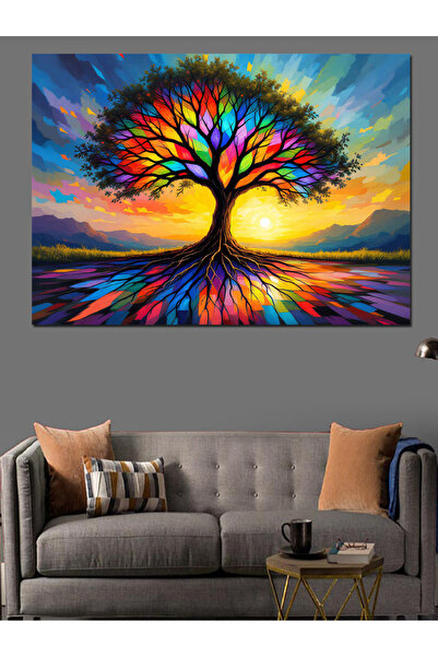 ekart Renkli Hayat Ağacı Dekoratif Tablo