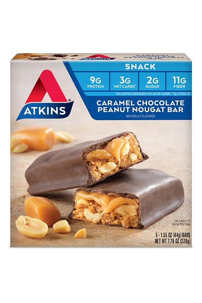 Cale Atkinson Atkins Snack Bar Caramel Chocolate Peanut Nougat -- 5 Bars