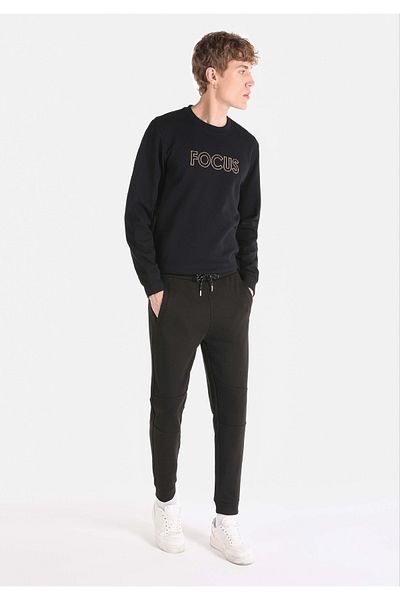 Colin's Pantaloni de trening negri pentru bărbați, cu talie medie, cu ajustare normală
