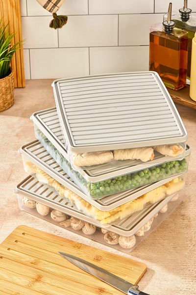 Nefiz Home Refrigerator and Microwave Storage Container Set - Gray (4X2800 ml)
