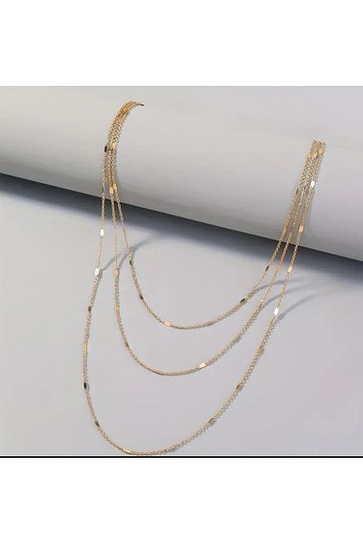 MYSTERY TAKI AKSESUAR Triple Gold Chain Necklace