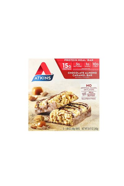 Cale Atkinson Atkins Protein Meal Bar Chocolate Almond Caramel 5 Bars 1.69 oz (48 g) Each
