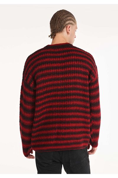 Colin's Regular Fit Round Neck Jacquard Men's Purple Sweater