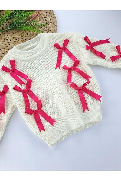 Butik Tricotaj pentru fete Pulover tricotat cu fundita cu diferite opțiuni de culori sezoniere
