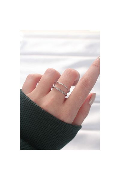Skygo Silver Color Adjustable Ring with 2-Look Waterway Design - Tj-Byk3135