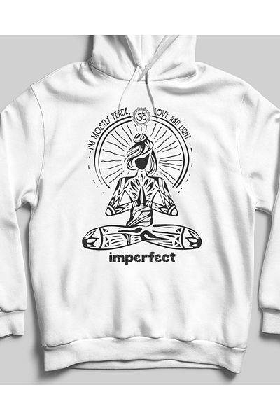 Pisa Art Unisex Imperfect Unisex Λευκό φούτερ με κουκούλα χωρίς τσέπη