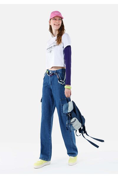 Colin's Cargo Fit Mid Waist Slimming Leg Women's Denim Jean Trousers