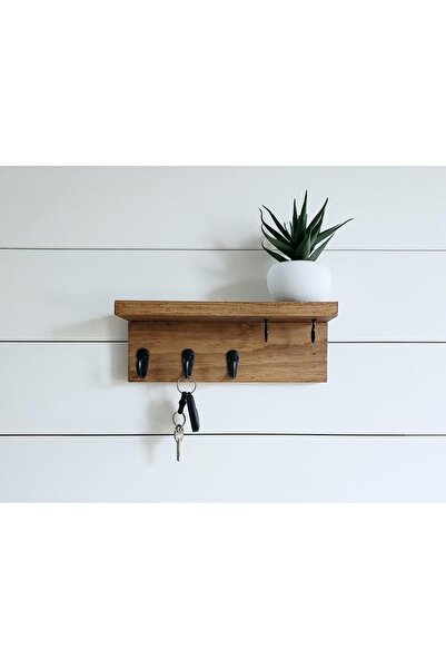 Vegüba Rustik Anahtarlık Askısı, Dekoratif Anahtar Askısı Duvar Rafı Ahşap Anahtarlık Askısı Kancalı