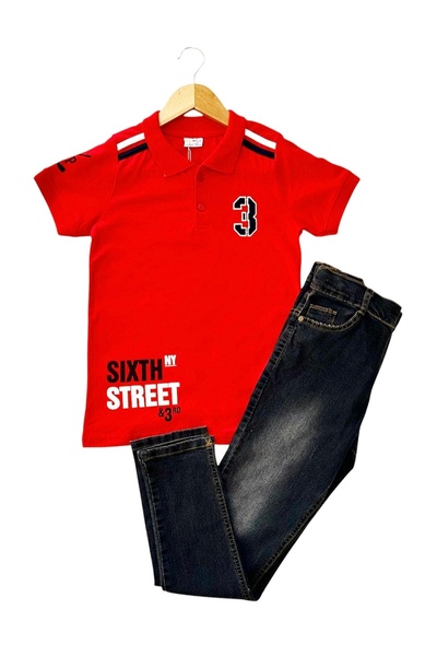 Murat Baby Boys Polo Neck T-Shirt and Denim Pants Combo - Stylish and Comfortable