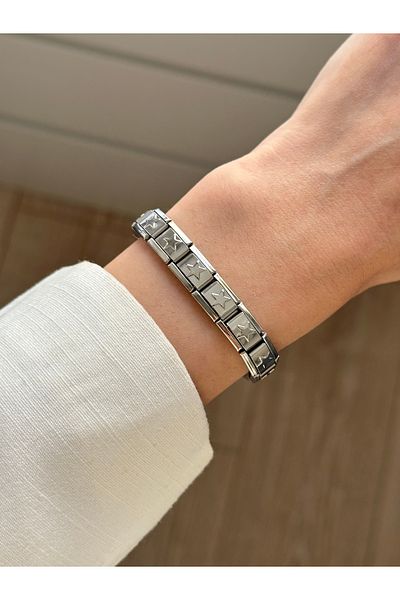 YOUES JEWELRY Italian Charm Star Bracelet - Unisex Silver Steel Mix