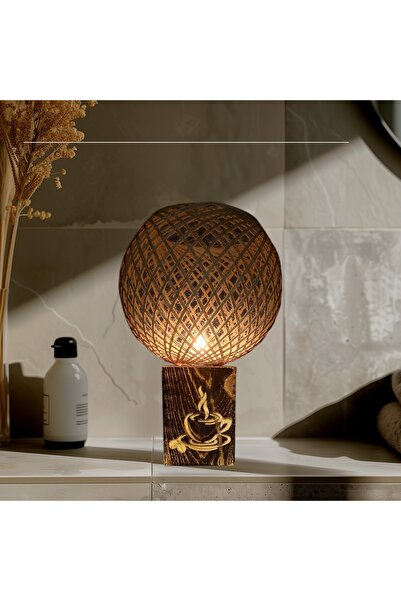 Luvi Art's Doğal Ahşap & Jüt Hasır Başlıklı Lambader - Gece Lambası Bohem Dek...