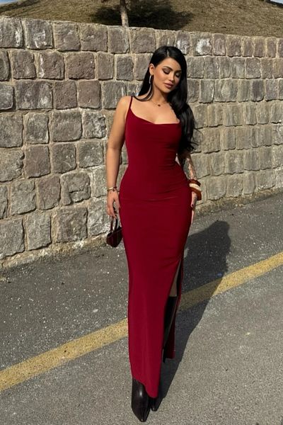 Sorridi Sandy Maxi Dress with Slash Neckline and Straps