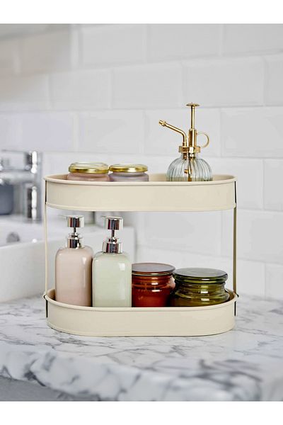 EVSTYLE Οβάλ Organizer 2 Επιπέδων 24x19x32 cm - Κρέμα