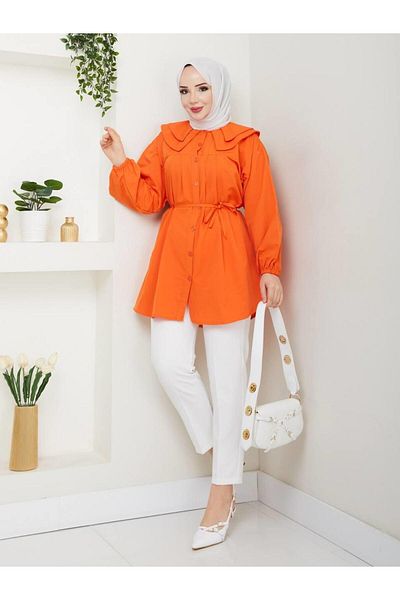 moda periy Women's Modest Summer Baby Collar Hijab Tunic