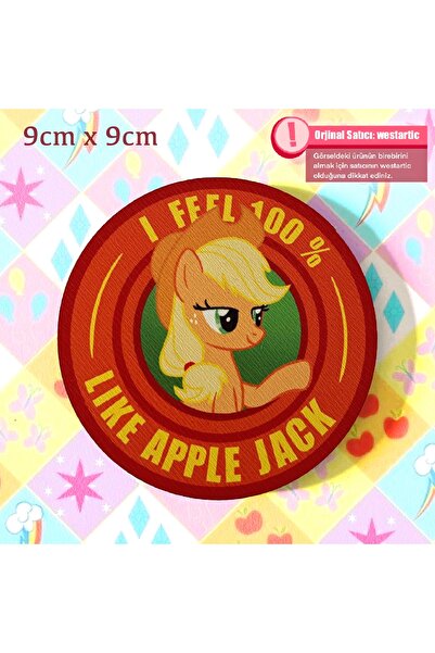 westartic My Little Pony | Apple Jack Baskılı 9 cm Ahşap Bardak Altlığı