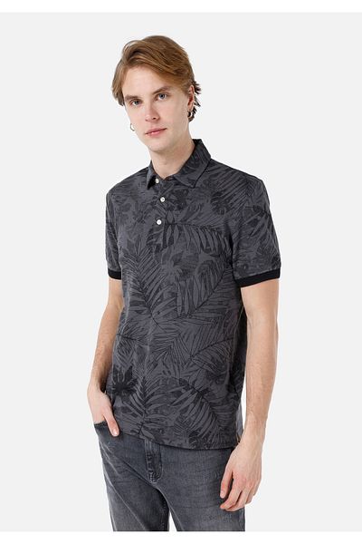 Colin's Regular Fit Polo Neck Printed Men's Anthracite Short Sleeve T-Shirt