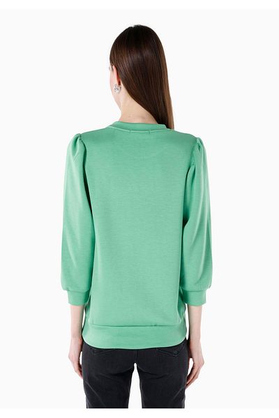 Colin's Tricou cu mânecă lungă pentru femei, cu decolteu normal, verde Cl 1067265