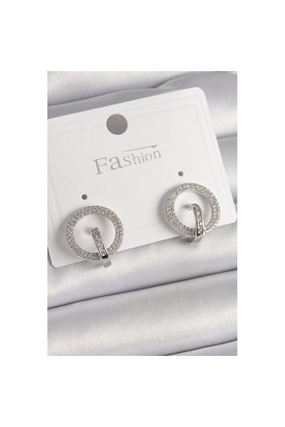 Skygo Brass Silver Color Zircon Stone Hoop Model Women's Earrings - Tj-Bkp9924