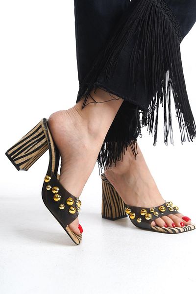 Niloshka Γυναικείες παντόφλες STARLINING Brown Zebra Pattern Διάφανες Trock