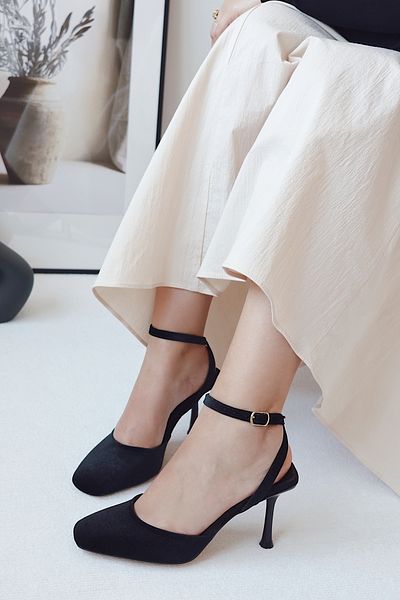POLKA STORE Dupe Square Toe Spate Deschis Rochie de Seara Stiletto Pantofi de damă cu toc