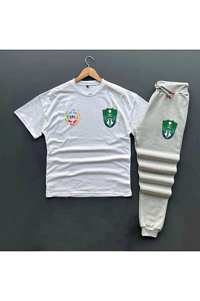 Pisa Art COPY - Al-ahli Saudi Pro League Special Design Round Neck Sweatshirt and T-shirt - Sweatpants Combination