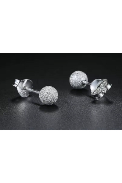 TChic Simli Gri Top Küpe