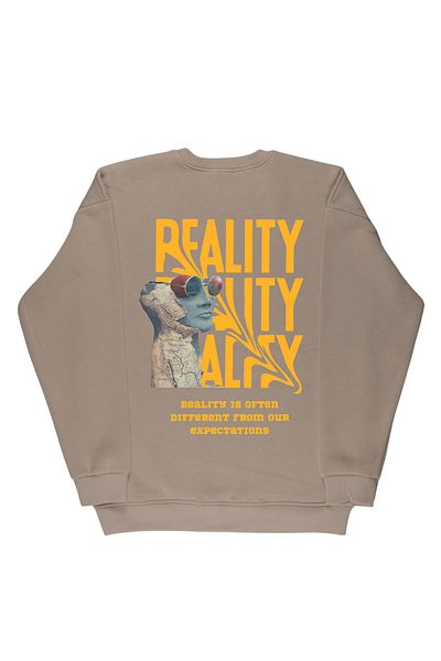 By Caspita Fashion Lenithra Reality Back Printed Unisex Oversize Beige Sweatshirt