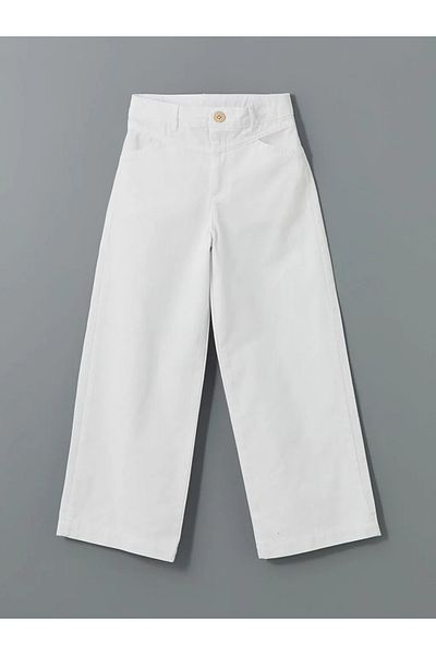 LC Waikiki Lcw Kids White Waist Adjustable Elastic Girls' Trousers