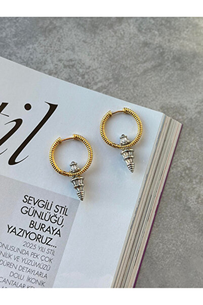 Serenity Atelier Yeni Sezon Dega Çift Renk Taş Detaylı Küpe