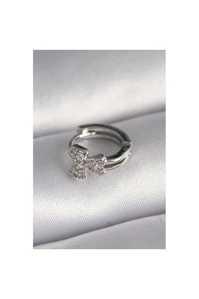Skygo 316L Silver Ribbon Model Tragus Piercing with Zircon Stone Detail - Tj-Pr1335