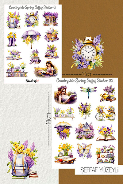 SelisCraft Countryside Spring Temalı Şeffaf Sticker Seti 01-02 Ajanda Planlay...