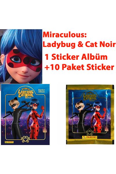 Panini Set of 10 Pack Stickers (40 Pieces) with Miraculous Ladybug Album