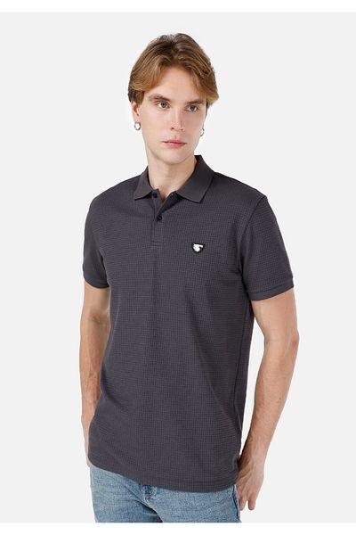 Colin's Regular Fit Polo Neck Plain Men's Anthracite Short Sleeve T-Shirt