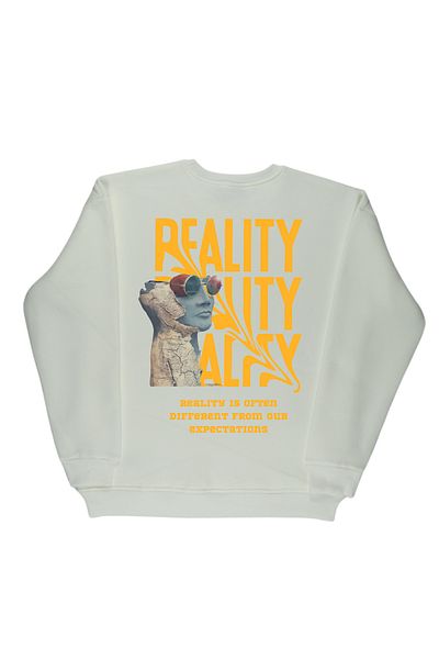 By Caspita Fashion Lenithra Reality Back Printed Unisex Oversize White Sweatshirt