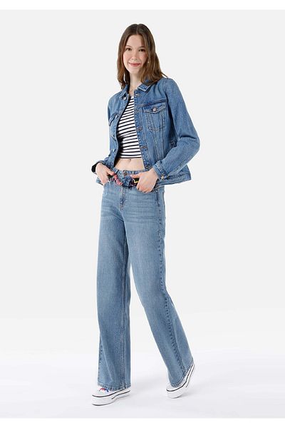 Colin's 970 Berry Regular Fit Pantaloni de damă cu talie înaltă cu picioare largi, albaștri