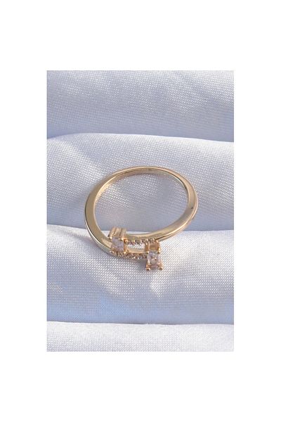 Skygo Brass Gold Color Zircon Stone Geometric Adjustable Ring - Tj-Byk3239