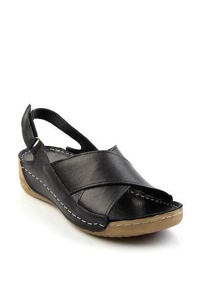 Bambi Black Leather Women's Sandals K 05331031103
