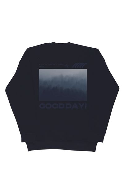 By Caspita Fashion Lenithra Good Day Back Printed Unisex Oversize Black Sweatshirt