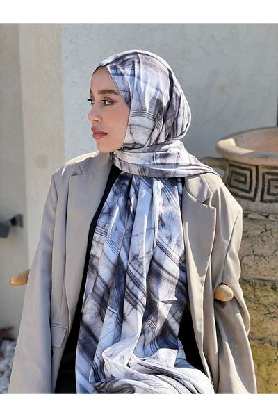 Modakaşmir Şal din twill cu model de marmură