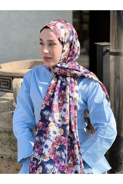 Modakaşmir Daisy Pattern Twill Shawl
