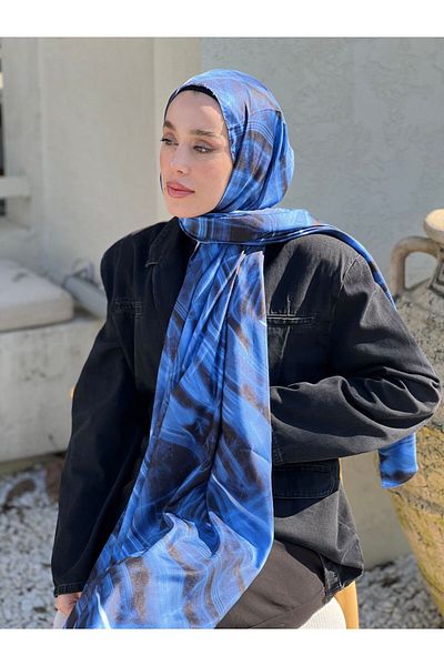 Modakaşmir Şal din twill cu model de marmură